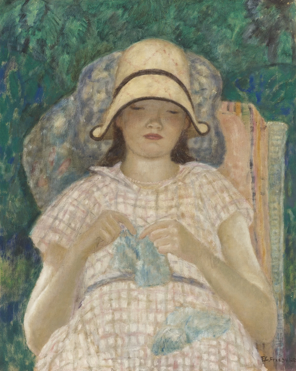 Ragazza che lavora a maglia, 1928